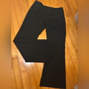 Alice + Olivia Black Wool Trousers W/ Leather Trim Size 6